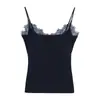 Camisola de Encaje de Flores de Otoño e Invierno con Copas, Cuello en V, Corte Ajustado, Adecuada para Usar en Capas o Sola, Top Base de Alta Elasticidad para Mujer