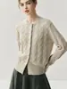 Cardigan sofisticado de tricô trançado com gola redonda em estilo retrô francês para mulheres, agasalho quente para outono e inverno, casaco suéter grosso estilo old money