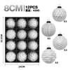 Novo produto transfronteiriço: Caixa de presente de bola de Natal de 8cm, 12 bolas decorativas de Natal texturizadas estilo vintage, Enfeites de árvore de Natal