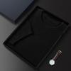 Prenda de Primera Línea para Hombre de Cachemira Suave Top Jersey de Cuello Redondo Manga Corta de Color Sólido Corto Suéter de Punto Casual Holgado