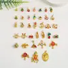 Colgante de etiqueta de bendición de luna de loto con gota de aceite color oro antiguo, manualidad de color esmalte, accesorios para joyería DIY