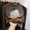 Camiseta interior térmica para niña de otoño e invierno, elegante y dulce, estilo coreano, de manga larga, interior cepillado para niñas pequeñas