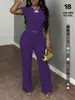 Conjunto Feminino de Duas Peças Amazon 2026 Top de Manga Curta Franzido Calça de Moletom Casual Roupa Fashion Y2K