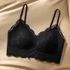 Sujetador Sexy Bralette de Encaje con Escote Profundo y Copas Triangulares para Mujeres con Poco Busto, Push-Up, Sin Aros, Anti-Caída