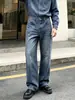 Hme Jeans Masculino Europeu e Americano Transfronteiriço Marca Tendência High Street Retro Desgastado Solto Casual Calça Reta Exportação