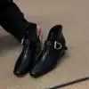 Textura de Couro Bovino, Botas Curtas Muito Atraentes e Confortáveis para Mulheres, Bico Quadrado Fashion com Fivela, Botas Fashion que Aumentam a Altura para Mulheres Baixas