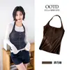 Camisola de Color Sólido con Cuello Halter, Estilo Americano Picante para Mujer, Otoño, con Copas Incorporadas, Top Corto Ajustado sin Mangas que Cubre los Laterales del Pecho