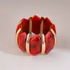 Pulsera elástica de acrílico color rojo rosa estilo vacacional transfronterizo europeo y americano, pulsera de moda de lujo ligero, venta al por mayor de joyería de alta gama