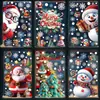 Juego de 6 piezas de decoraciones navideñas transfronterizas: reno, copos de nieve, muñeco de nieve, pegatinas electrostáticas, trineo, pegatinas de vidrio de Santa Claus