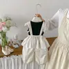 Colete Estampado Color Block Doce Novo de Verão Dianxi para Bebês e Crianças Pequenas, Macacão Casual Elegante de Bolinhas para Bebê