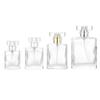 Frasco de perfume transparente de vidro por atacado 100ml frasco de perfume quadrado plano dividido frasco vazio portátil frasco spray