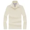 Camisa polo de manga larga para hombre de estilo business de alta gama, hecha de 100% algodón mercerizado, una camiseta casual de manga larga de color liso para hombres de mediana edad