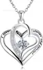 Collar Colgante Corazón de Plata de Ley S925 Más Vendido Transfronterizo para Mujeres, Cadena para Clavícula de Moissanita Imitación, Regalo de Cumpleaños para Parejas