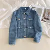 Elegante chaqueta vaquera nueva de otoño e invierno para mujer, top corto versátil de corte ajustado de nicho, moderno