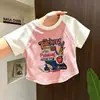 Camiseta de Manga Corta para Niña 2026 Nuevo Estilo para Niños Mayores, Top de Algodón Puro Lindo de Verano para Niña con Costuras Visibles, Camiseta Básica de Corte Holgado
