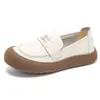 Zapatos Pequeños de Cuero Retro Genuino para Mujer 2025 Otoño Nuevos Versátiles de Una Pierna Perezosos Suela Suave Antideslizantes Mocasines para Mujer