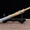 Espada Pequeña Artesanal Acero Inoxidable Defensa Personal Daga Pequeña Espada de Regalo Espada Antigua Han Espada Dragón Verde Espada Tiburón Hoja sin Abrir