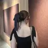 Pin de Pinza de Tiburón con Cinta de Lazo Negro Estilo Coreano para Niñas en la Parte Trasera de la Cabeza Pinza de Tiburón Cabello Semiatado Pinza de Tiburón Pasador Tocado
