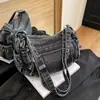 Bolsa de Mujer para Comercio Exterior Transfronterizo 2026 Nuevo Modelo Urbana Simple Casual Bolso Tote de Mezclilla Estilo Universitario Bolso Cruzado