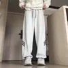 Calça Jogger Pesada Estilo Americano com Cordão para Homens, Nova Tendência de Perna Reta, Caimento Solto, Versátil para Esportes e Casual, Calça Longa para Primavera, Outono e Inverno
