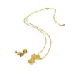 Conjunto de Collar y Pendientes Estilo Europeo y Americano, Geométrico Irregular Personalidad Plisado Nicho Cadena para Clavícula Colgante Joyería