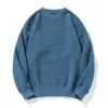 Suéter Jianhengmajia Retrô Americano Pesado com Padrão de Abacaxi, Gola Redonda Engrossada, Malha Casual para Homens, Outono e Inverno