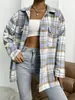2025 Ropa Europea y Americana Transfronteriza Nueva Camisa de Franela a Cuadros Aliexpress Camisa Chaqueta Casual Holgada para Mujer