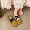 Zapatos Planos de Ballet de Verano 2026 Estilo Nuevo con Tira Cruzada y Suela Suave para Falda, Zapatos Mary Jane Retro Franceses con Punta Dividida Falsa para Mujer