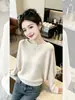 Blusa de Tricô Feminina Estilo Coreano com Manga Morcego Suave Outono Novo Solta Emagrecedora Rejuvenescedora Versátil