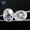 Anillos de circonita blanca con forma de huevo y doble cara de tortuga de Huagang Gem, piedra desnuda, cara a cuadros ovalada, circonita blanca, venta al por mayor