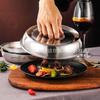 Cubierta redonda de acero inoxidable de alta calidad multiusos, cubierta para bistec, cubierta para teppanyaki, cubierta para plancha de comida, cubierta para platos occidentales