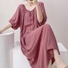 Camisola de seda de algodão de manga curta feminina primavera e verão pijama estampado solto tamanho grande longo agasalho roupas de casa de estilo de alta qualidade