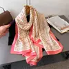 Primavera y Verano Geométrico Seda Imitación Brocado Moda Protección Solar Encantador Moda Bufanda de Seda Bufanda Larga Chal Bufanda Versátil Pañuelo para la Cabeza Bufanda