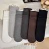 Meias femininas estilo Miu, meias caneladas de cor sólida estilo coreano na altura da panturrilha, novas meias versáteis empilháveis de outono, meias longas sem costura absorventes de suor