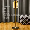 Balde de Champagne de Aço Inoxidável Estilo Europeu com Suporte de Luxo Modelo para Sala de Exposição Joalheria Bar Doméstico KTV Vinho Balde Vertical de Gelo