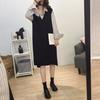 Chaleco de punto de longitud media con cuello en V y combinación de tallas grandes para mujer, jersey de otoño e invierno para mujer, vestido básico de estilo coreano