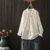 Camisa casual feminina com gola, estampa floral colorida de bolinhas, manga longa, corte solto, versátil, top com estampa artística, blusa de estilo descontraído