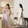 Con Almohadillas en el Pecho, Cuello en U, Adelgazante, Tallas Grandes, Camisón de Manga Corta para Primavera y Verano, Conjunto Fino de Algodón y Seda para Mujer, Ropa de Casa que se Puede Usar Afuera