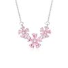 Collar de plata S925 con tres pequeñas flores de durazno rosa, diseño de nicho original para mujer, cadena de clavícula con flor de temperamento de diamante rosa, venta al por mayor