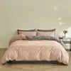 Nuevo Juego de Lujo de Cuatro Piezas 2026 de Algodón Jacquard de Color Sólido, Ropa de Cama de Algodón Lavado, Funda de Edredón para Dormitorios Universitarios