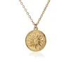 Nuevo Collar Totem Geométrico de Amazon para Hombres y Mujeres Colgante de Sol y Luna en Relieve Personalizado Collar de Moneda Chapado en Oro de 18K