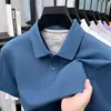 Camisa Polo de Algodão de Fibra Longa com Acabamento Brilhante para Homens, Novo Estilo de Verão, Camiseta Casual de Lapela de Manga Curta de Alta Qualidade para Homens, Absorvente de Umidade