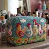 Bolso acolchado con patrón de pollito lindo transfronterizo, bolsa de cosméticos multifuncional, impresión digital, directo del fabricante