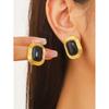 Nuevos pendientes cuadrados elegantes de estilo retro de Hong Kong de moda de verano, pendientes de estilo gota de agua dorados asiáticos antiguos.