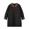 Chaqueta de pana acolchada vintage con solapa, acolchada de algodón, de invierno, de longitud media, holgada, cálida, abrigo de algodón 413796