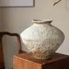Jarrón Cerámico Retro Estilo Wabi-sabi Tarro de Cerámica Gruesa Nuevo Estilo Chino Hecho a Mano Adorno para B&B Zen Simple Hotel Antiguo Artístico