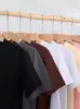 Algodón de Xinjiang 200g Camiseta de Manga Corta de Algodón Puro para Hombre Color Sólido Holgada Camiseta Básica Camiseta de Verano Top Blanco