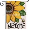 Bandera de Jardín Temu Verano Caluroso Serie Enano Abeja Girasol Bandera de Jardín de Lino de Doble Cara para Patio Exterior