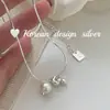 Diseño de Nicho de Lujo Ligero Estilo Coreano Joyería de Plata Plata de Ley S925 Elegante Perla Natural Envuelto y Anudado Collar de Hueso de Serpiente