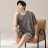 Artículo Popular en Tienda: Pijama de Algodón Puro de Manga Corta para Hombre, Estilo Verano, Cómodo y Transpirable, Conjunto Delgado de Algodón, Se Puede Usar Afuera como Ropa de Casa